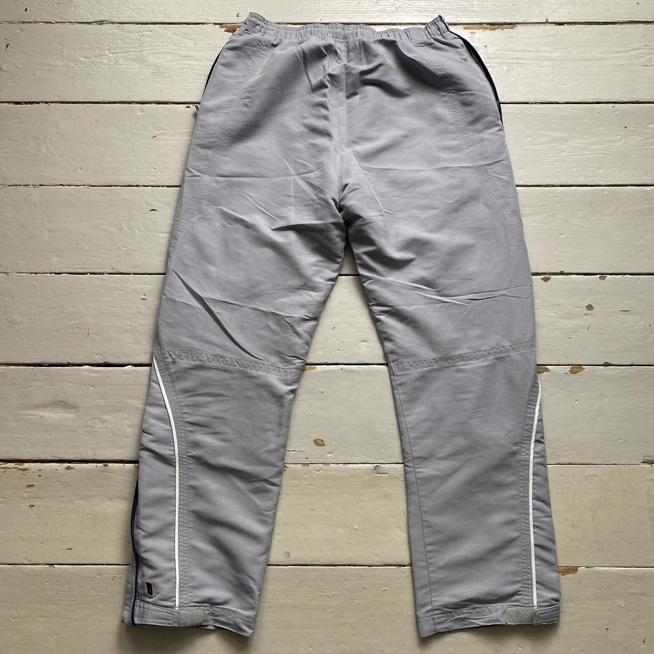 Reebok Vintage Shell Baggy Trackpant Bottoms Silver Navy and White