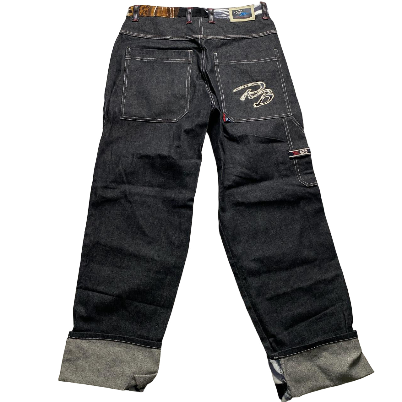 Raw Blue Full Denim Giraffe and Zebra Wildlife Jeans Set (L)