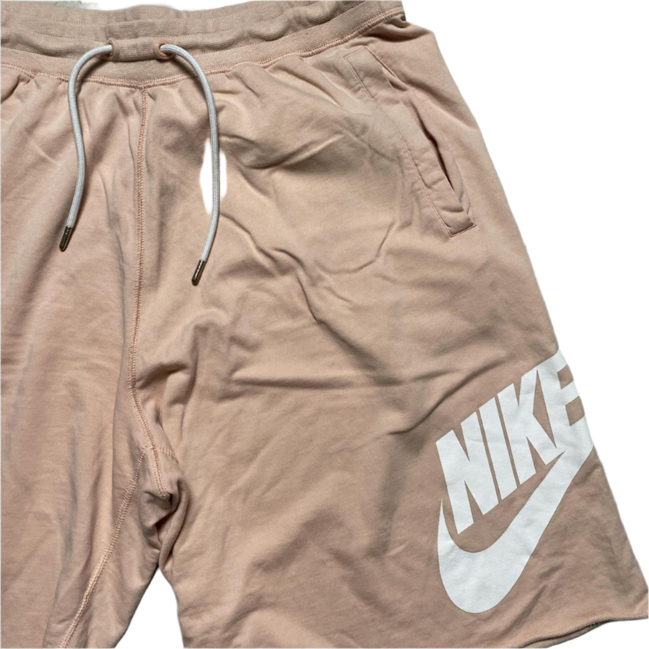 Nike Pink and White Big Swoosh Cotton Shorts (2XL)