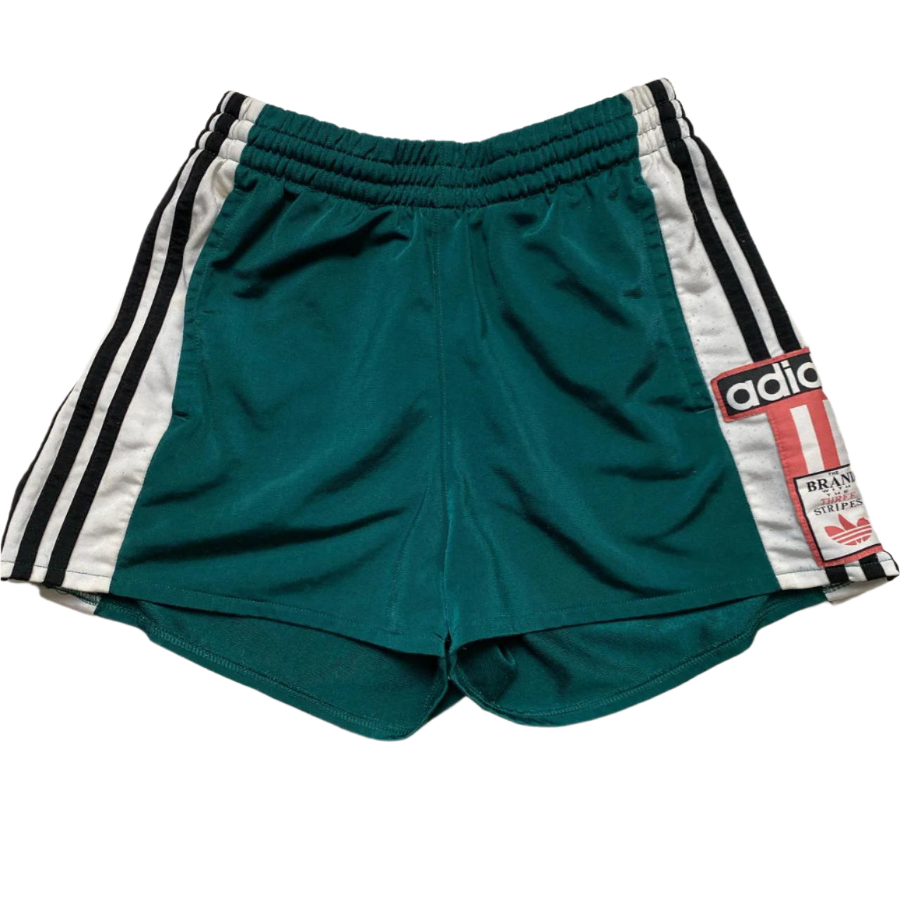 Adidas Originals Womens Popper Shorts Green and White (UK 10)