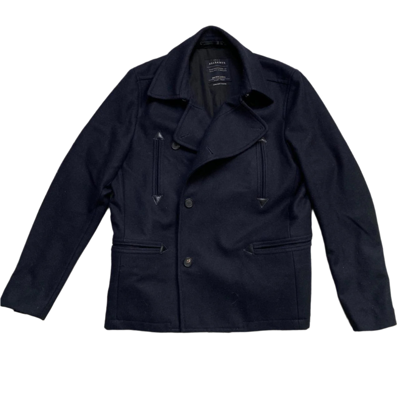 All Saints Navy Duffle Pea Coat (XL)