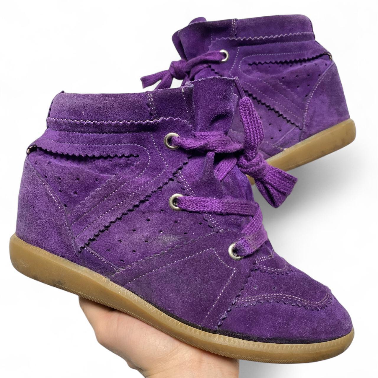 Isabel Marant Bobby Perferated Purple Suede Wedge Heel Trainers (UK 6)