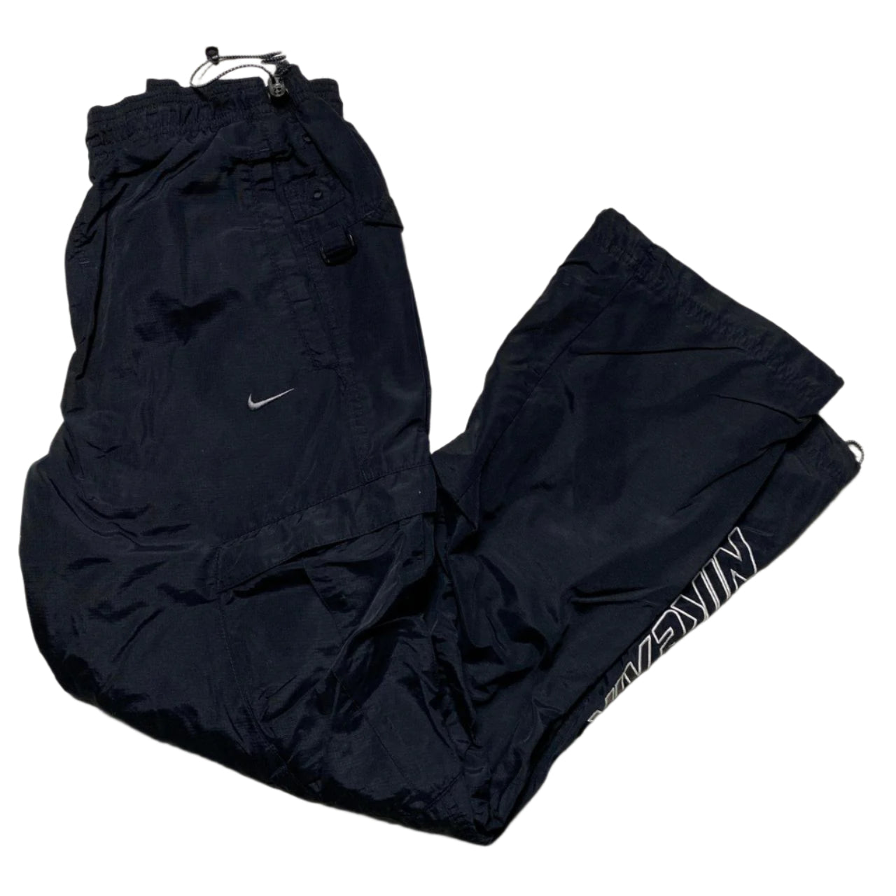 Nike Air Athletic Department Black and White Shell Trackpant Cargo Bottoms (W 30)