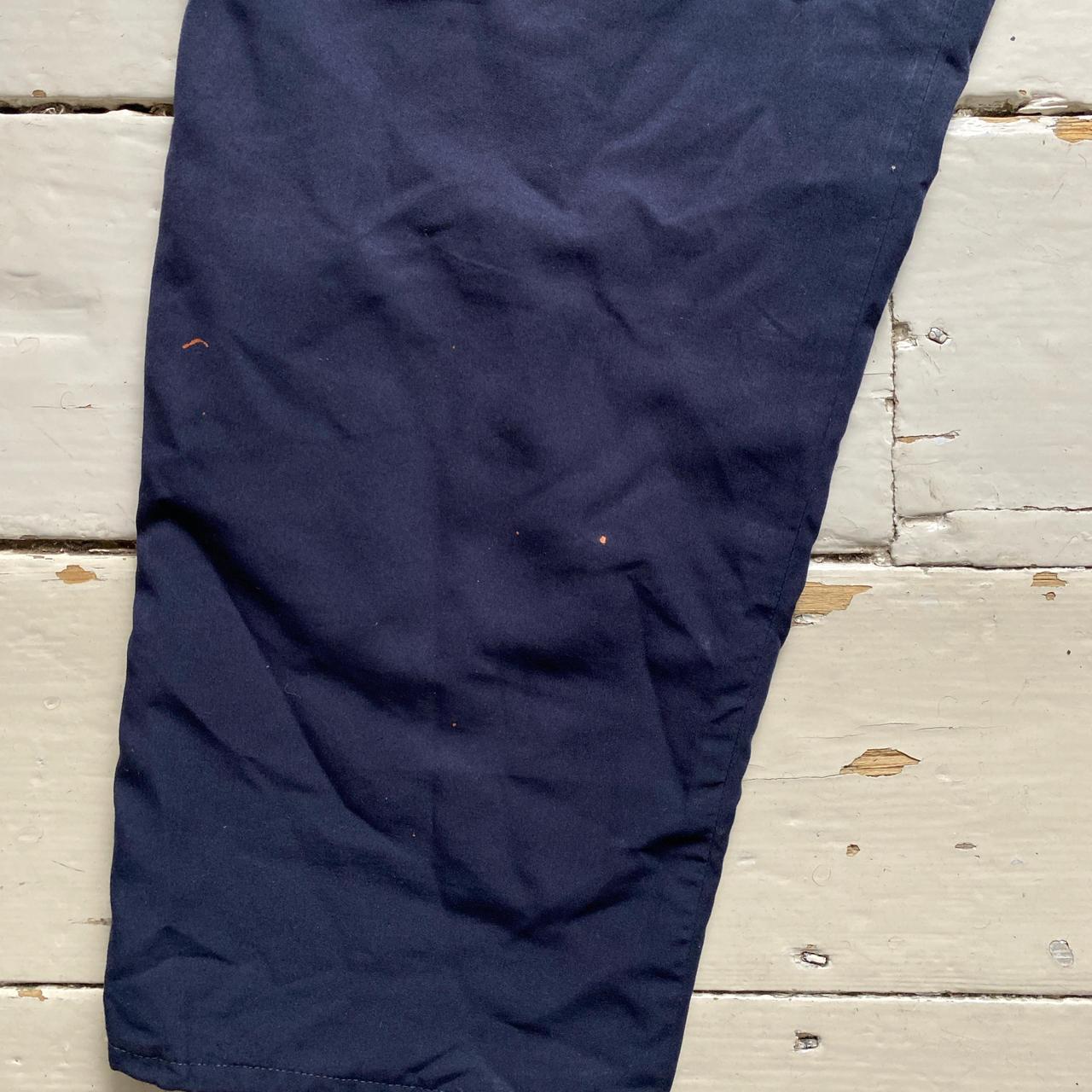 Adidas Navy and White Stripe Shell Baggy Trackpant Bottoms