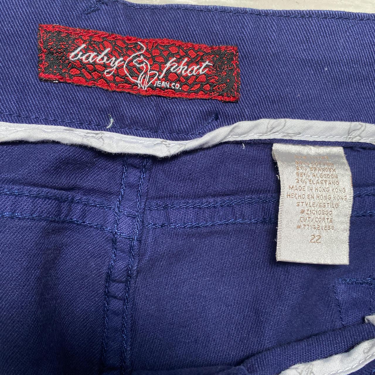 Baby Phat Vintage Baggy Wide Leg Navy and Silver Embroidery Jeans (42W)