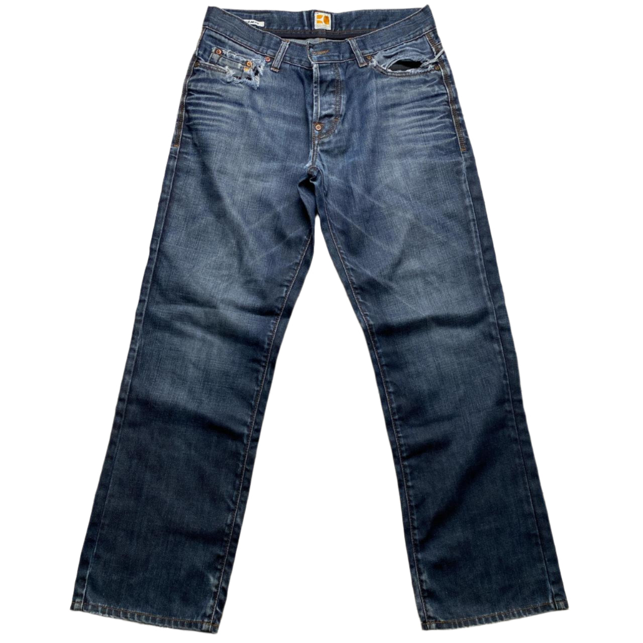 Hugo Boss Dark Navy Stonewash Distressed Jeans (34W)