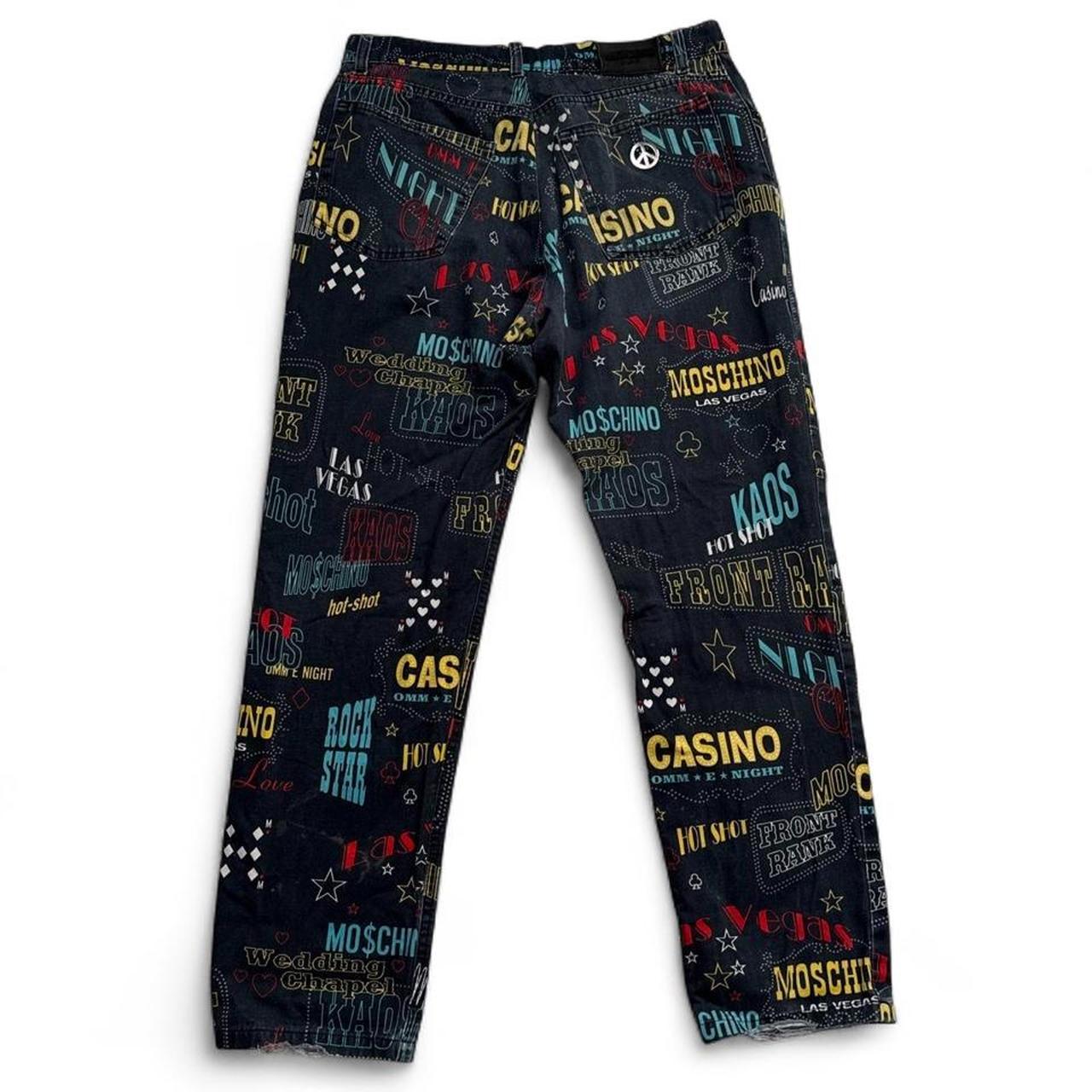 Moschino Casino Vintage 90’s Multi Print Jeans Trousers (34W)