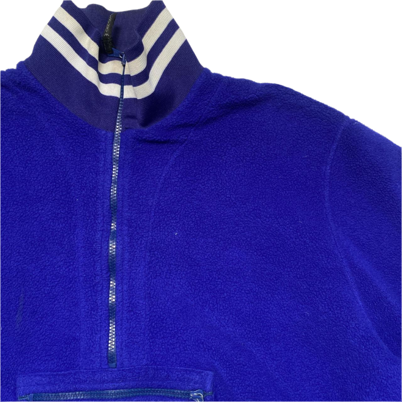 Armani Jeans Blue and White Vintage 90βs Fleece Quarter Zip Jumper (L)