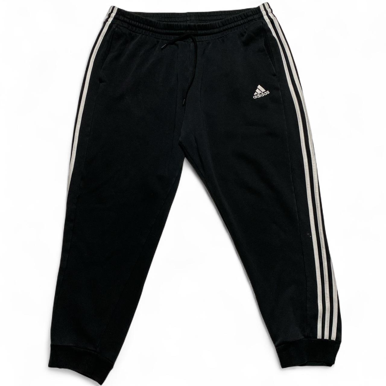 Adidas Black and White Stripe Full Tracksuit Hoodie and Joggers (3XL)