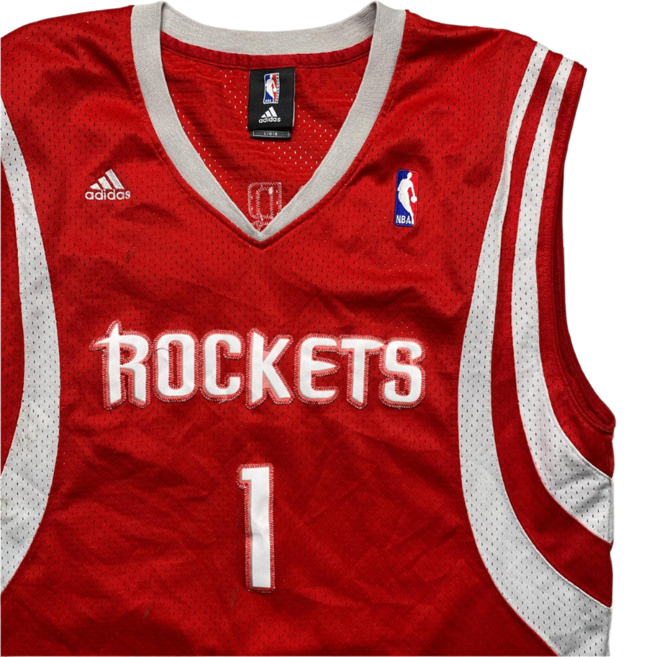 Houston Rockets Adidas McGrady Number 1 Red and White Basketball Jersey Vest (L)