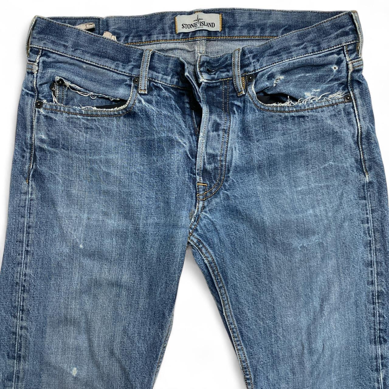 Stone Island Light Blue Distressed Jeans (32W)