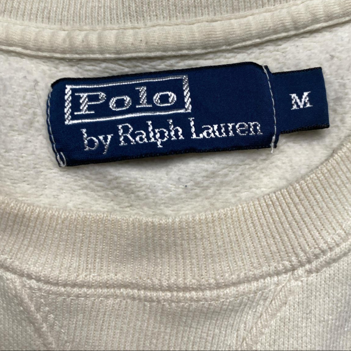 Polo Ralph Lauren Cream White Navy Pony Jumper (M)