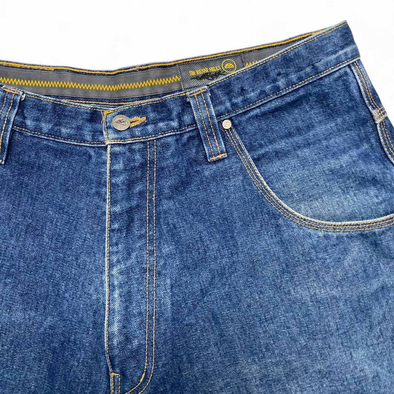 Sir Benni Miles Y2K 90’s Baggy Embroidered Navy and Yellow Jorts Jean Shorts (36W)