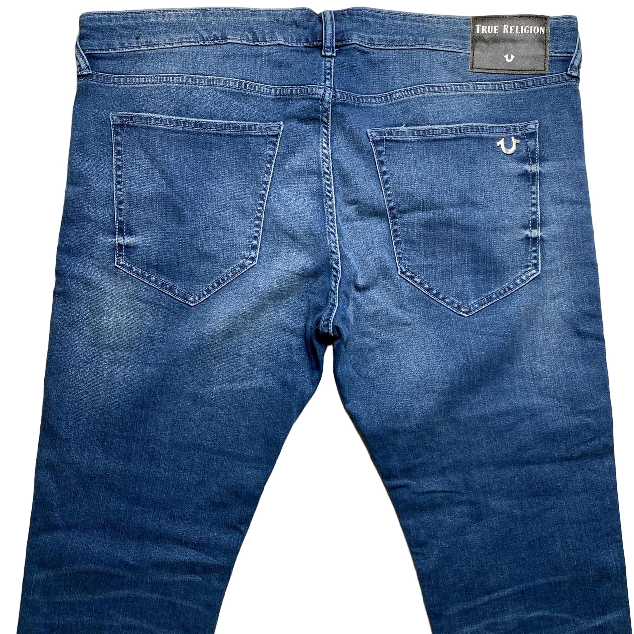 True Religon Tony Blue and Silver Horse Shoe Plaque Jeans (42W)