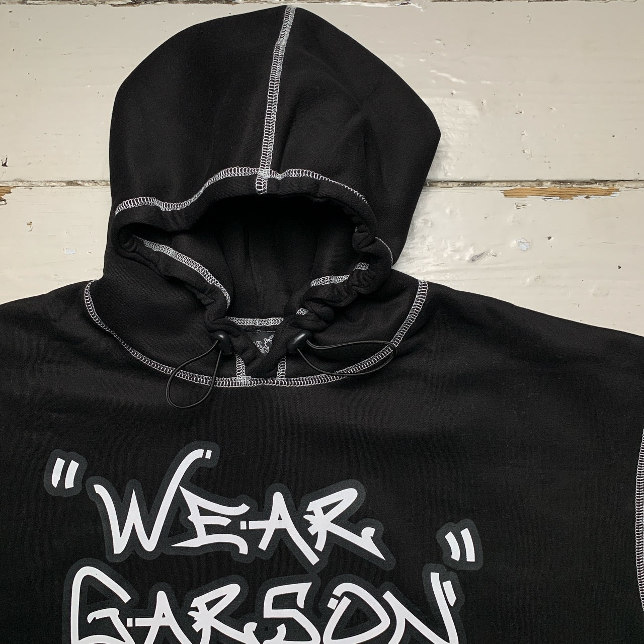 Black The Trio Contrast Stitch Hoodie