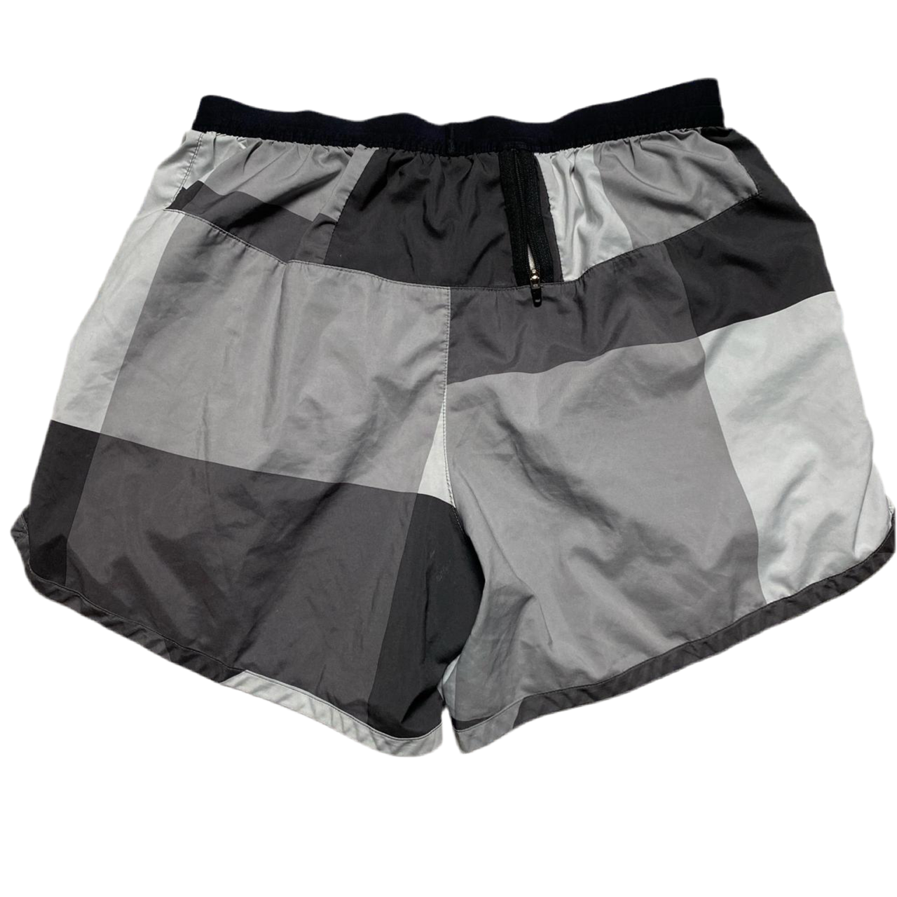 Nike Running Reflective Checked Patchwork Grey Black and White Shorts and T Shirt Set (L)