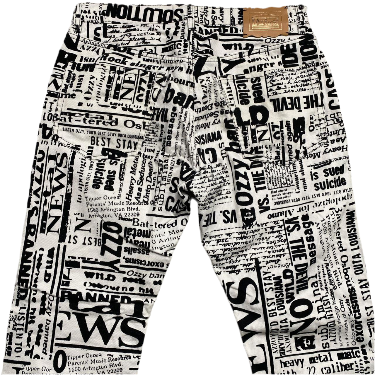 Aries Arise White and Black Newspaper Print Jeans (33W)