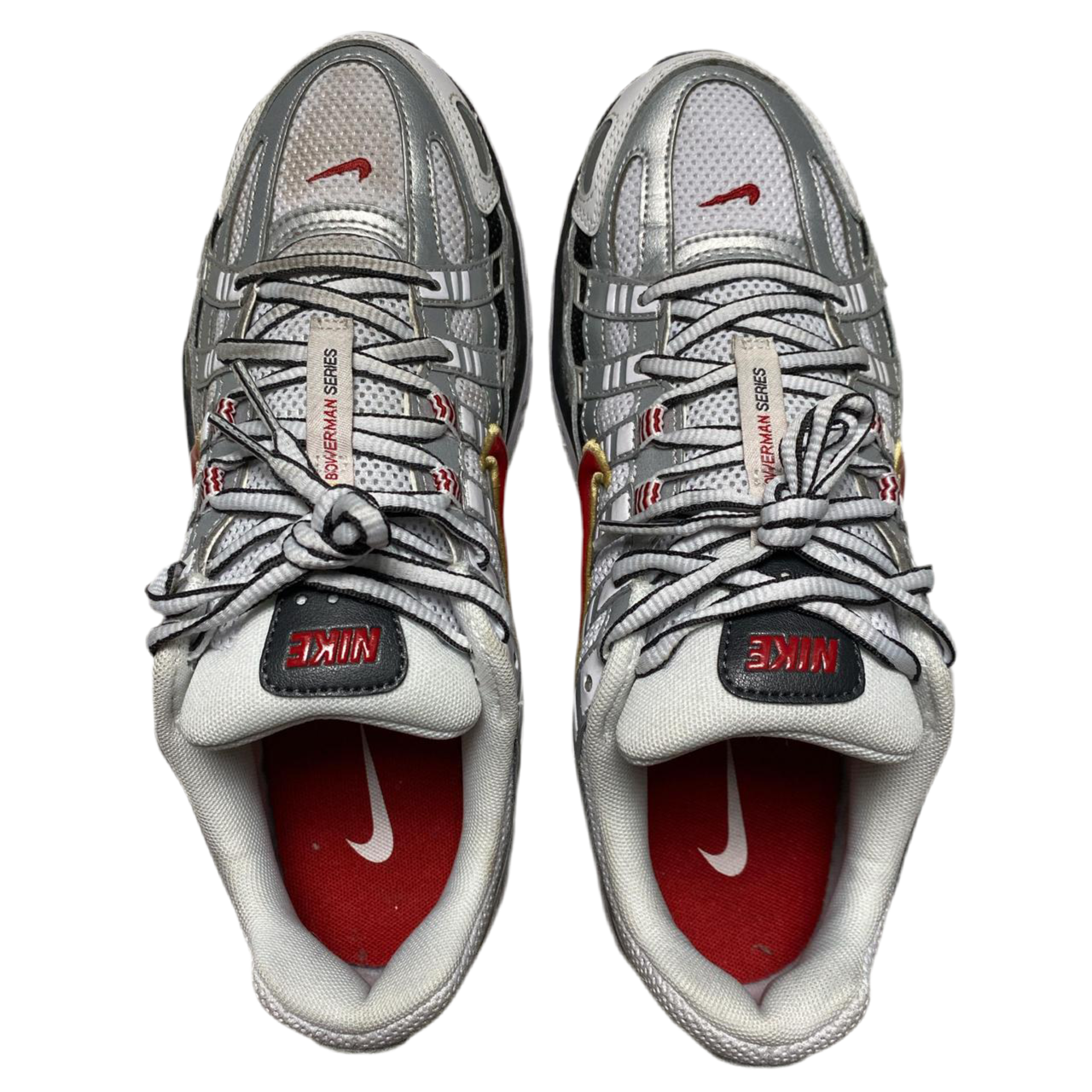 Nike P-6000 White Red Silver and Gold Womens Trainers (UK 6.5)