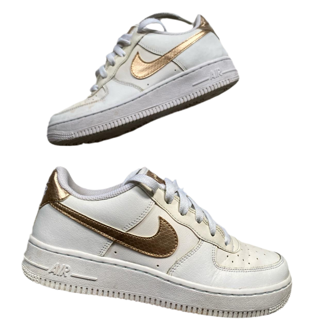Nike Air Force 1 White and Gold (UK 5)