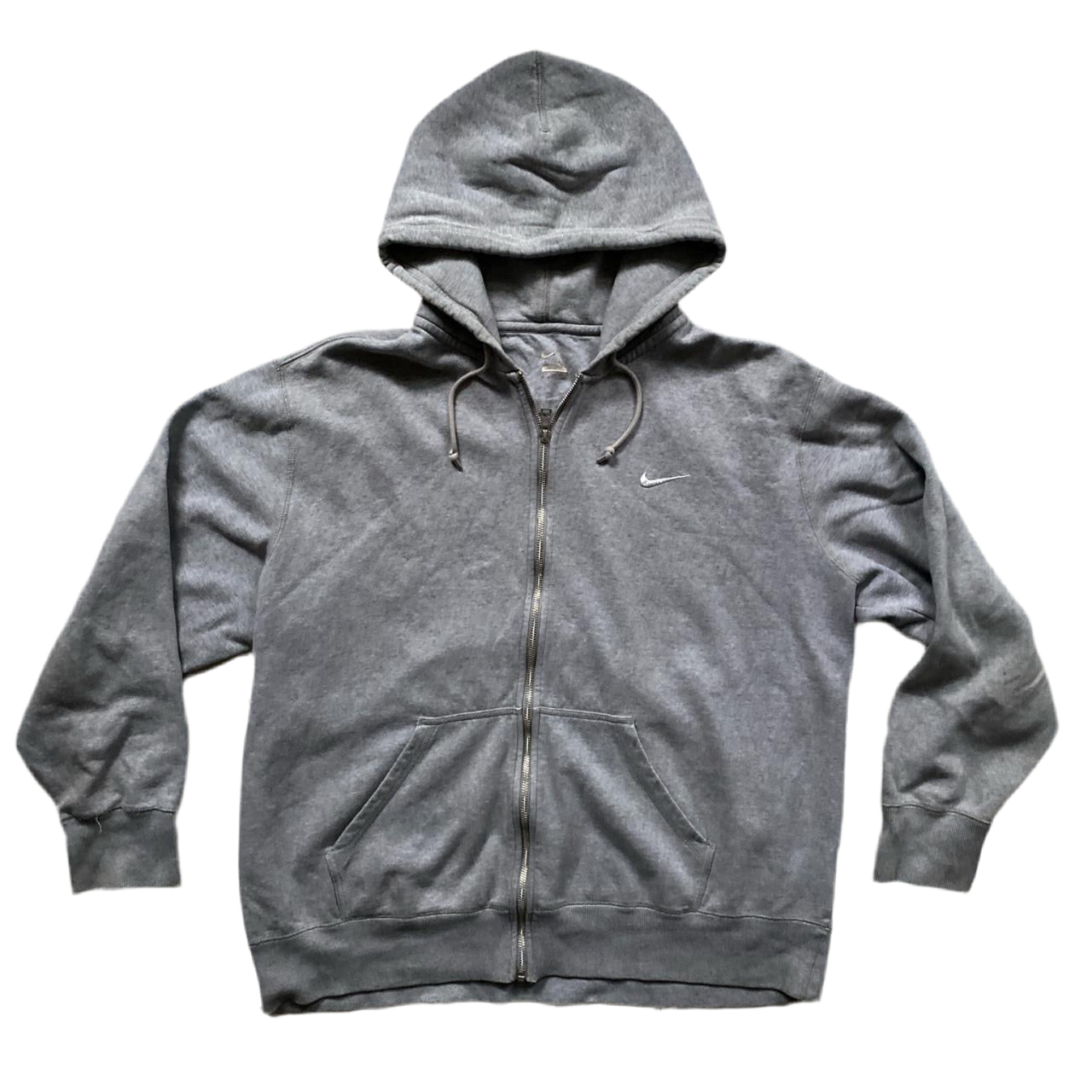 Nike White Swoosh Grey Hoodie (2XL)