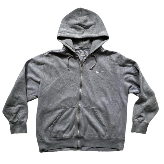 Nike White Swoosh Grey Hoodie (2XL)