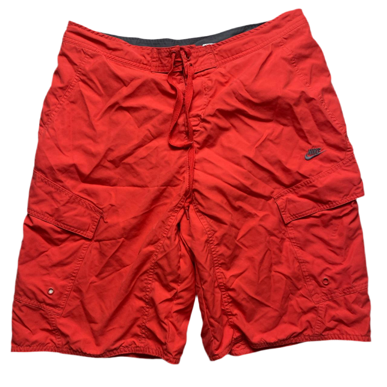 Nike Vintage Red Grey and White Baggy Cargo Shorts (33W)