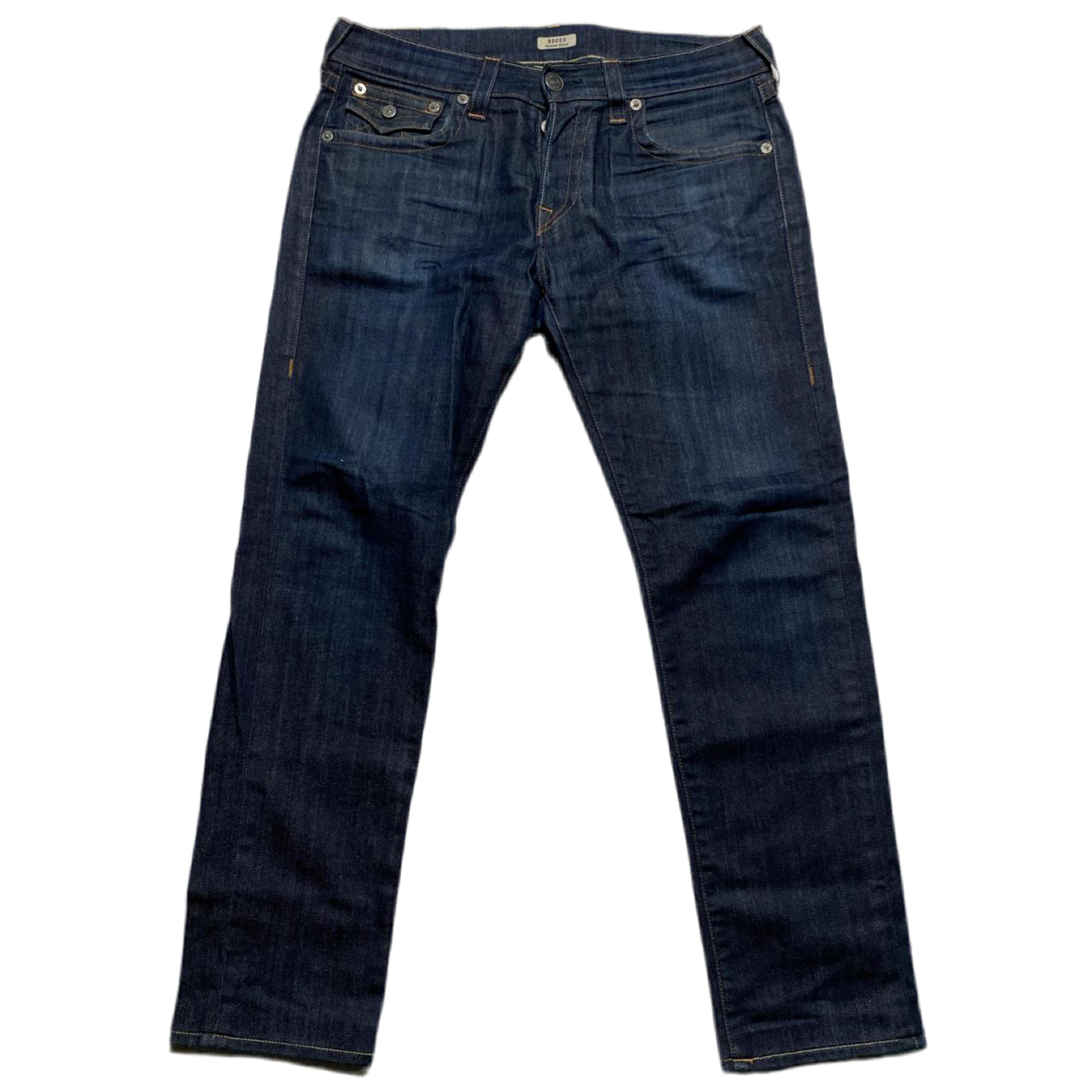 True Religion Rocco Jeans Navy and Gold Stitch Jeans (33W)