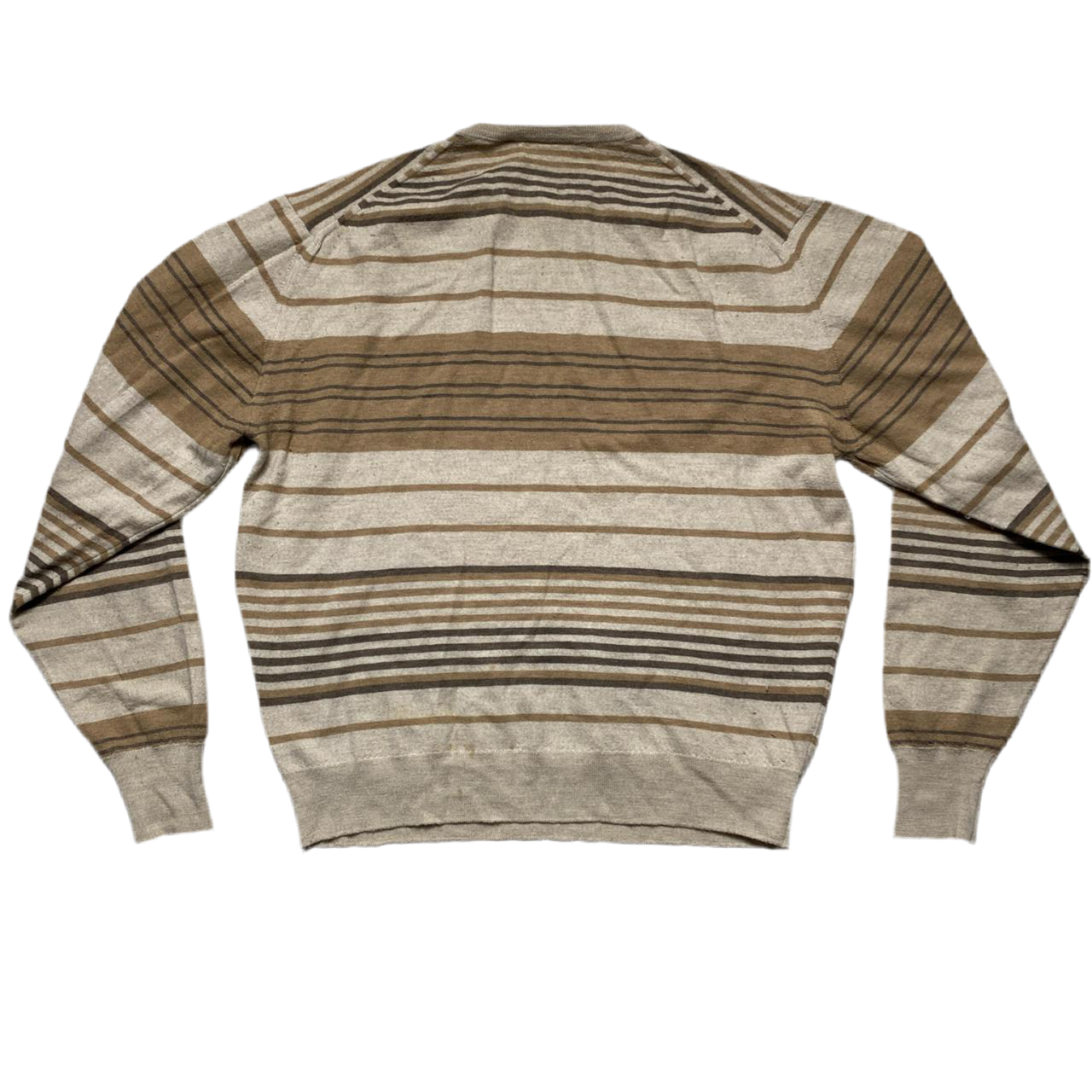 Burberry Burberrys Vintage 90’s Merino Wool Striped Cream and Brown Jumper (L)