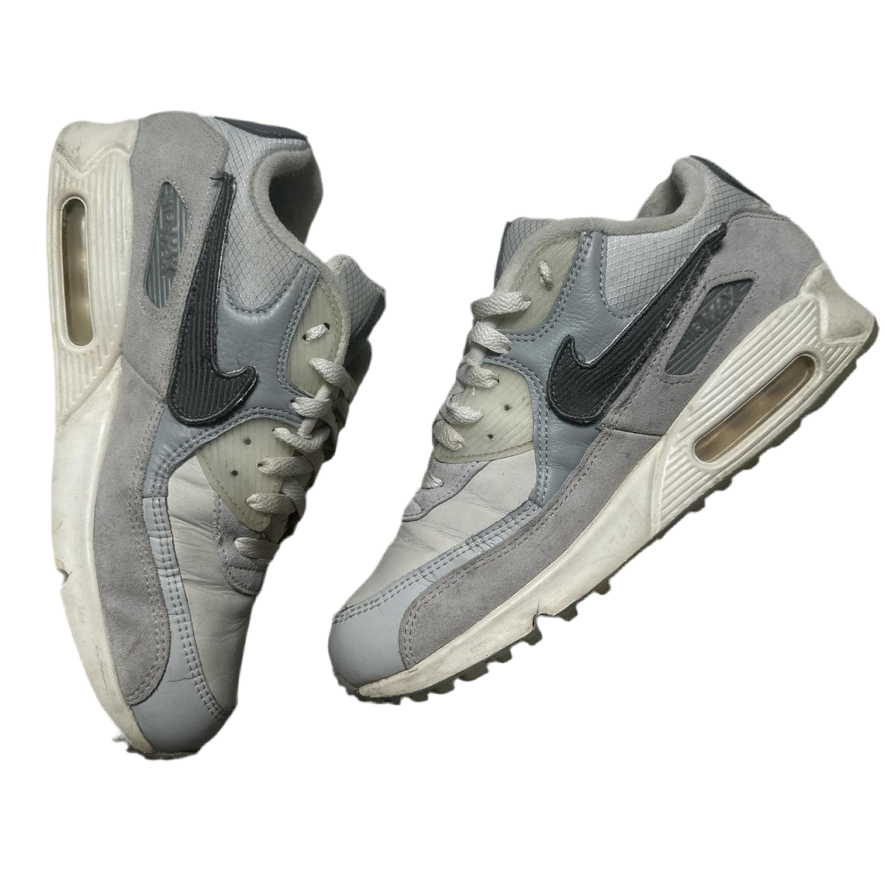 Nike Air Max 90 Basement Grey and Orange Velcro Swoosh (UK 7.5)