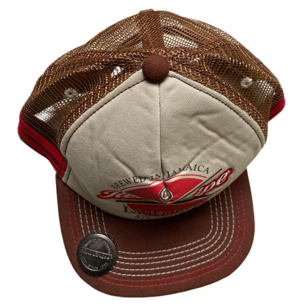 Red Stripe Trucker Vintage Bottle Opener Cap
