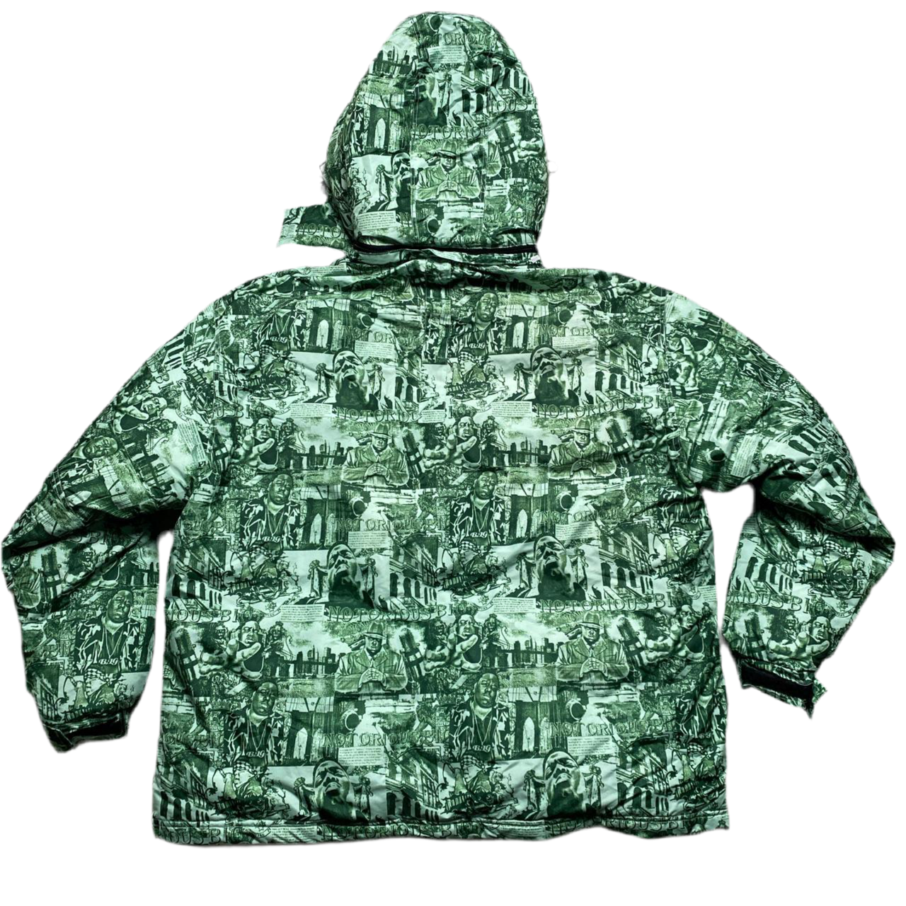 Notorious BIG Brooklyn Mint Vintage All Over Print Puffer Coat (2XL)