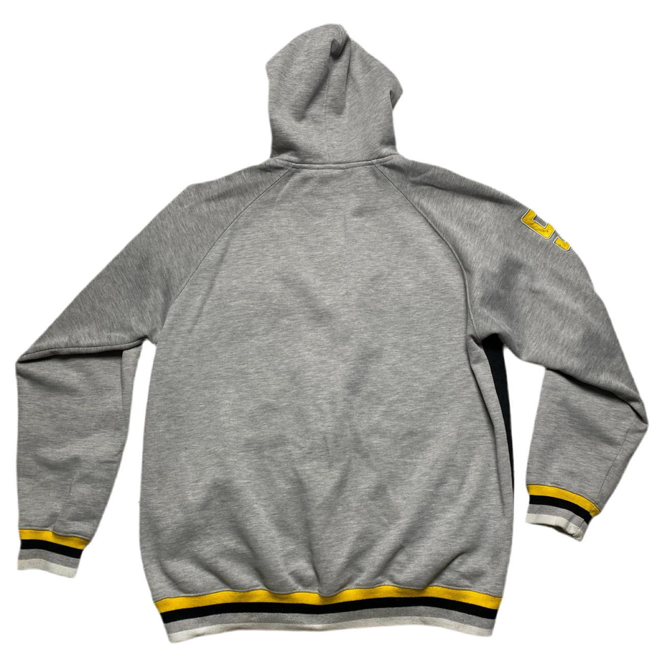Akademiks Grey Black and Yellow Vintage Hoodie (XL)