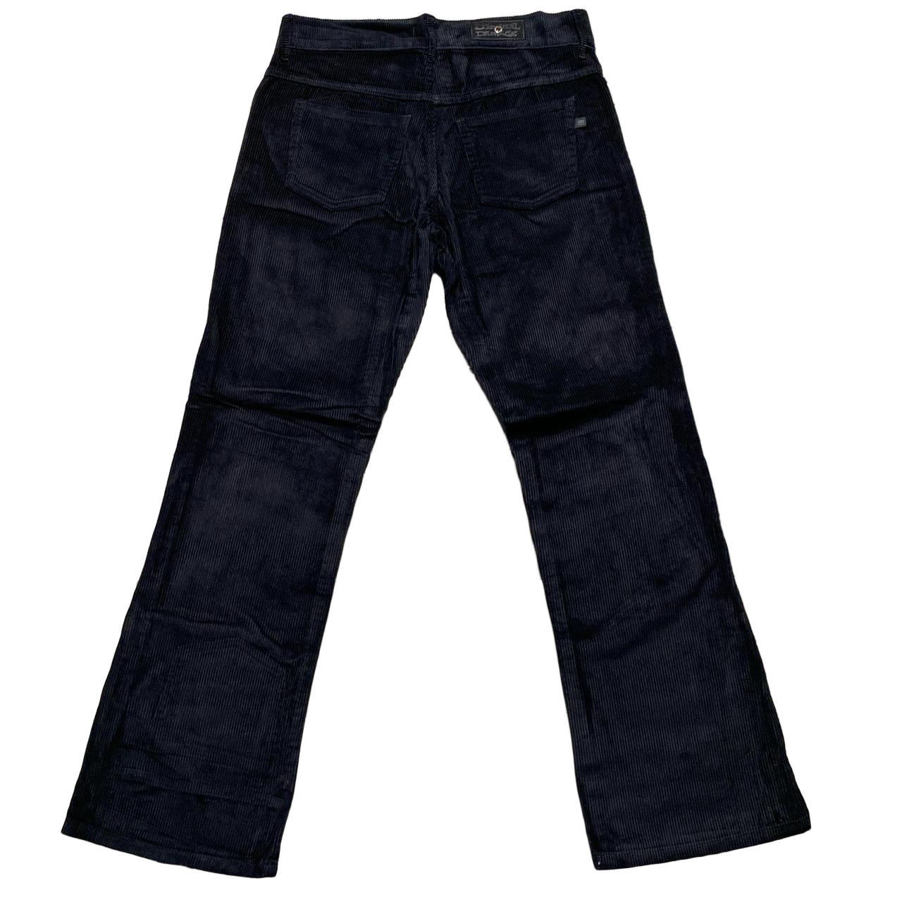 Criminal Damage Black Corduroy Bootcut Jean Trousers (34W)