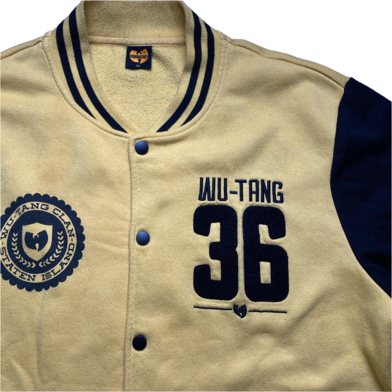 Wu Tang Clan Yellow and Black Varsity Baseball Jacket (XL)