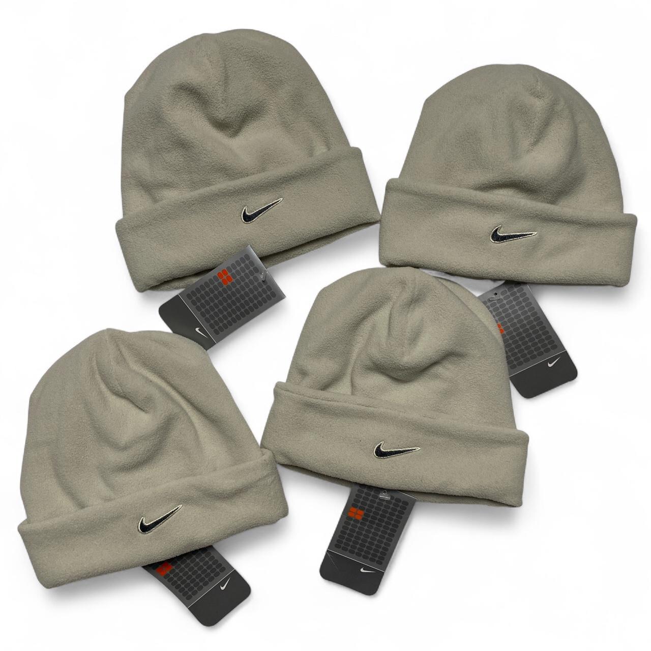 Nike y2k Vintage Fleece White and Grey Swoosh Beanie Hat