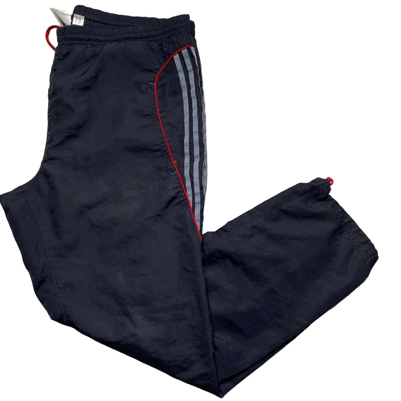 Adidas Baggy Vintage Black and Red Shell Trackpant Bottoms (XL)