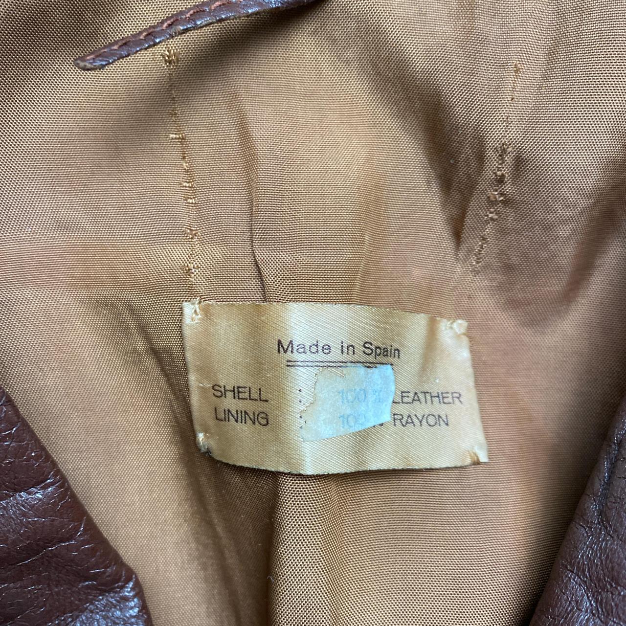 Vintage Brown Leather Spanish Trench Long Coat (S)