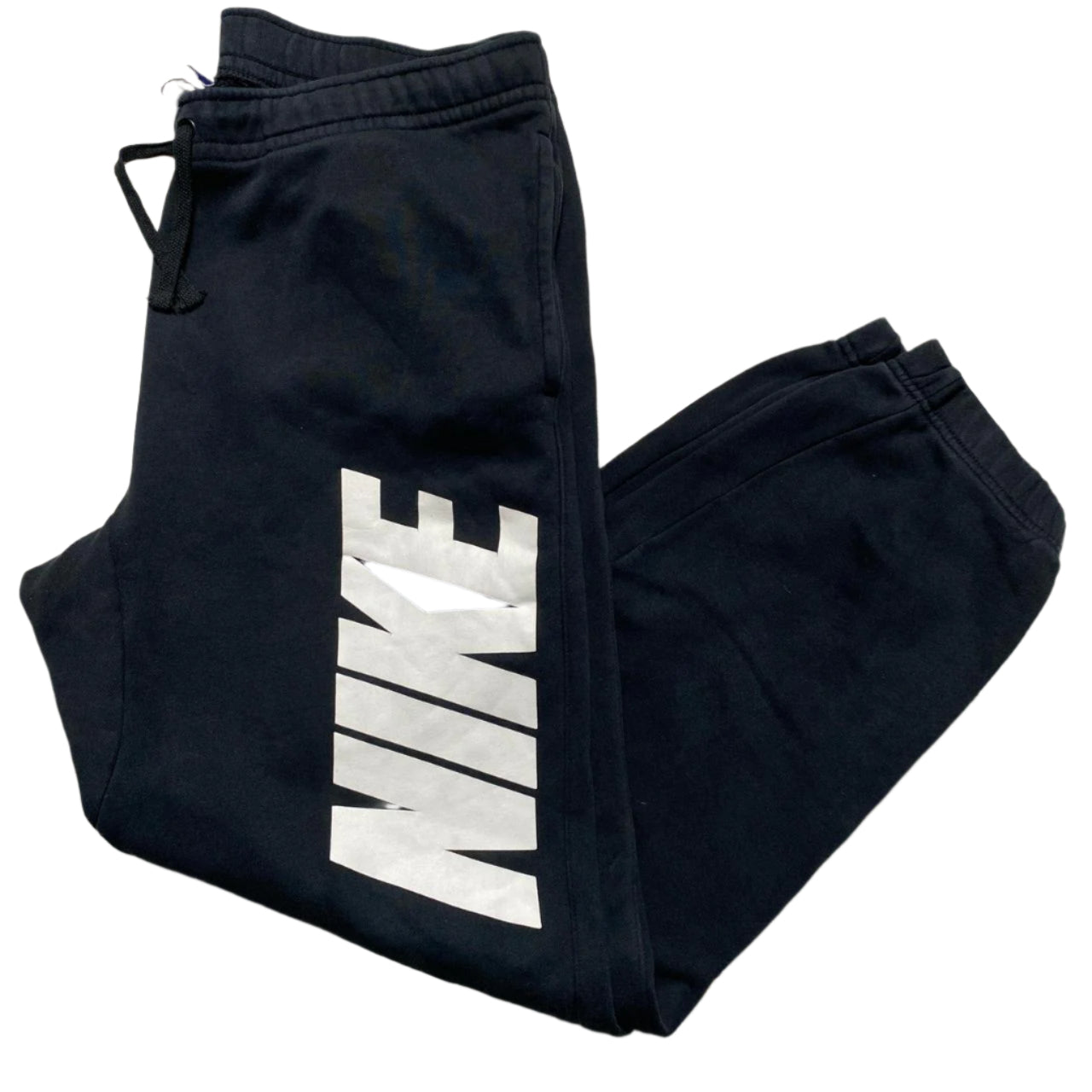 Nike Black and White Club Spellout Joggers (M)