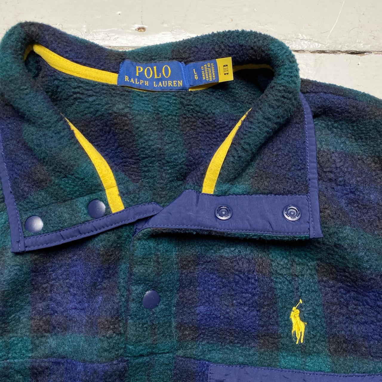 Polo Ralph Lauren Plaid Fleece Quarter Button Up Jumper (L)