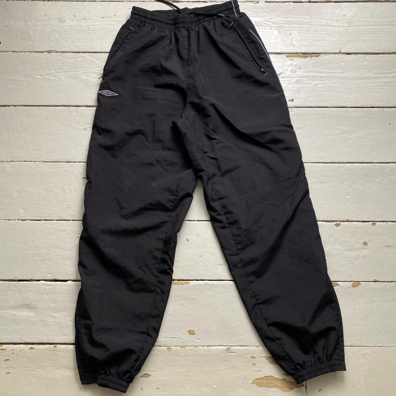 Umbro Vintage Black and Grey Spellout Shell Trackpant Bottoms