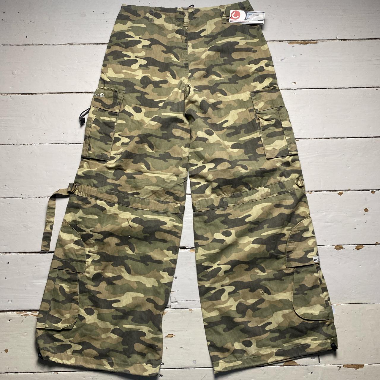 Criminal Damage Light Green Khaki Camouflage Cargo Baggy Vintage y2k Combat Trousers