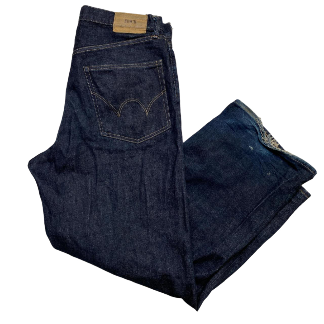 Edwin Distressed Selvedge Wide Pant Navy Baggy Jeans (32W)