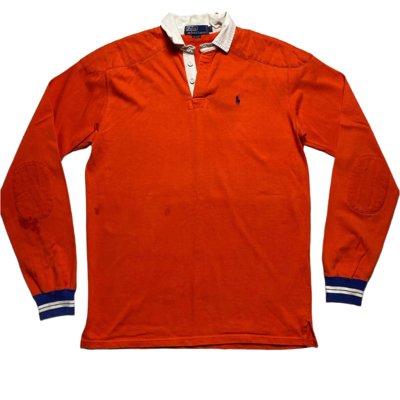 Ralph Lauren Polo Orange and Blue Long Sleeve Polo Shirt (L)