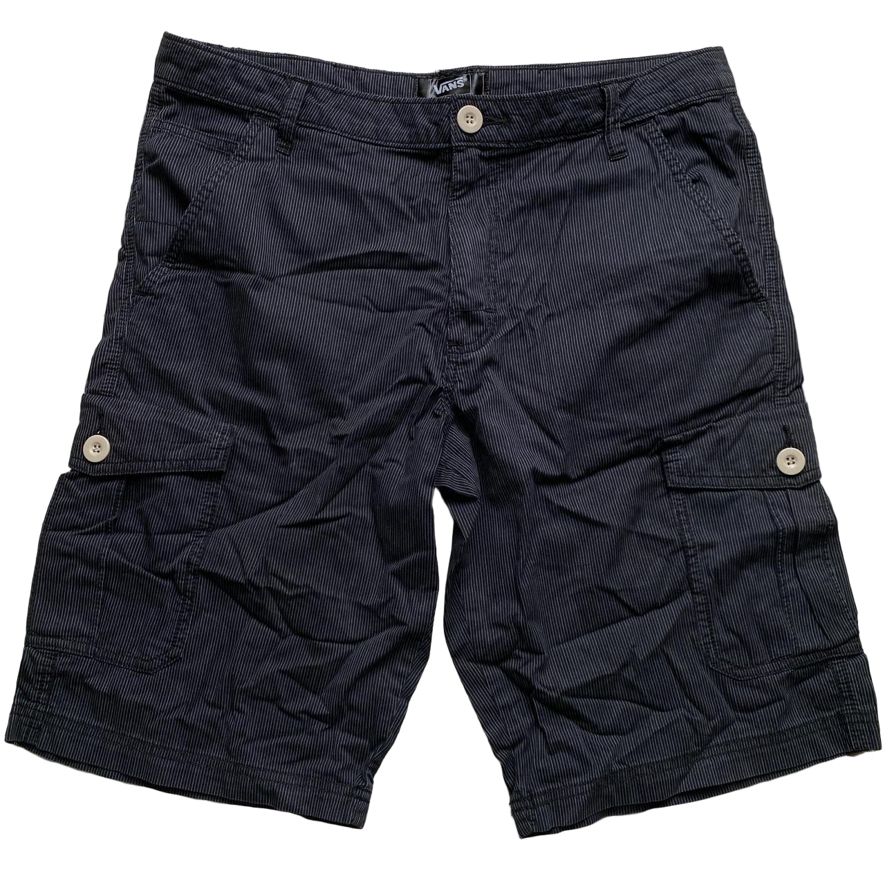 Vans Black and White Pinstripe Cargo Baggy Shorts (34W)