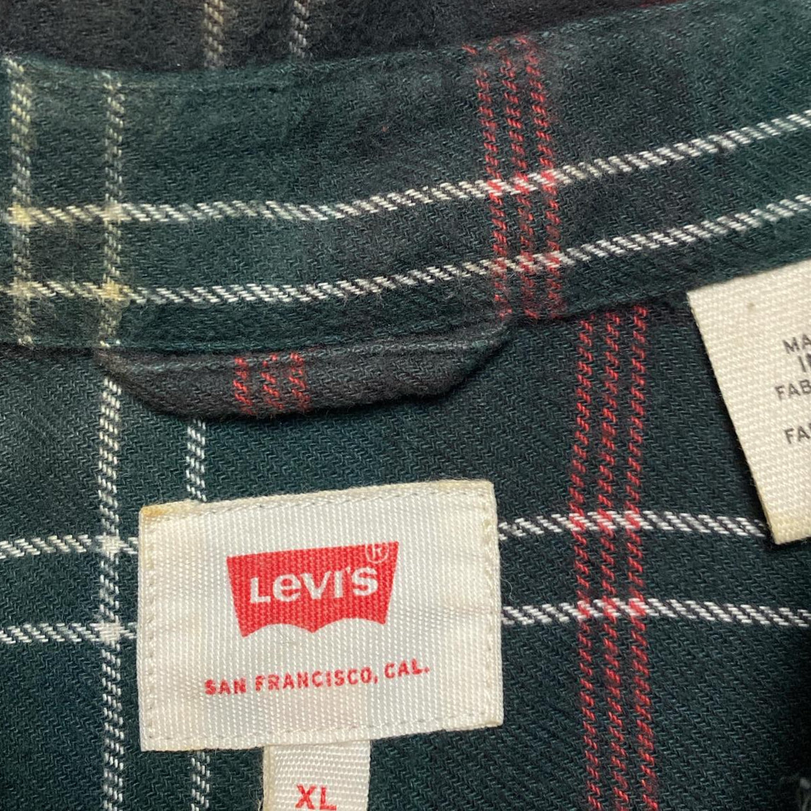 Levis Plaid Shirt Green Red and White (XL)