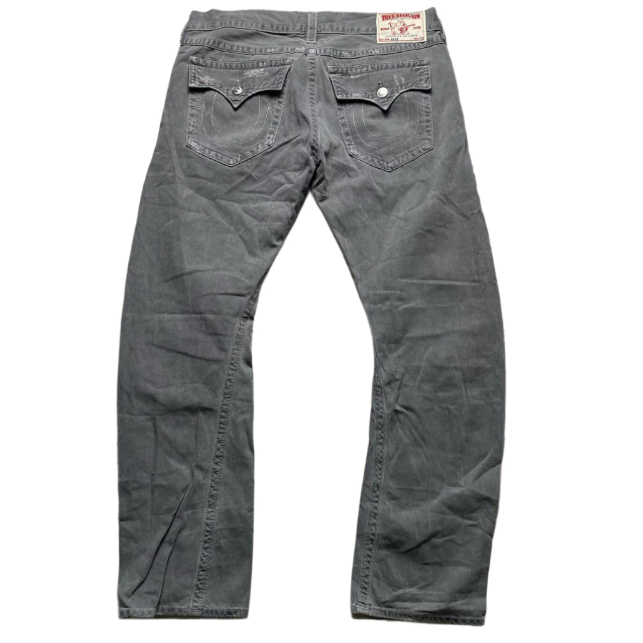 True Religion Jack Grey Baggy Stitch Jeans (38W)