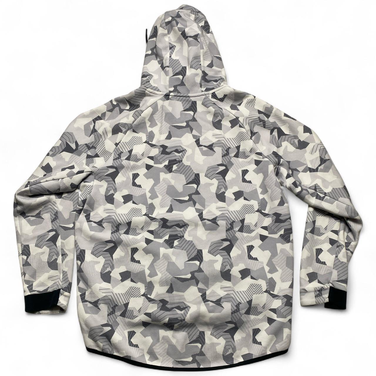 Nike White and Grey Camouflage Tech Fleece Hoodie (XL)