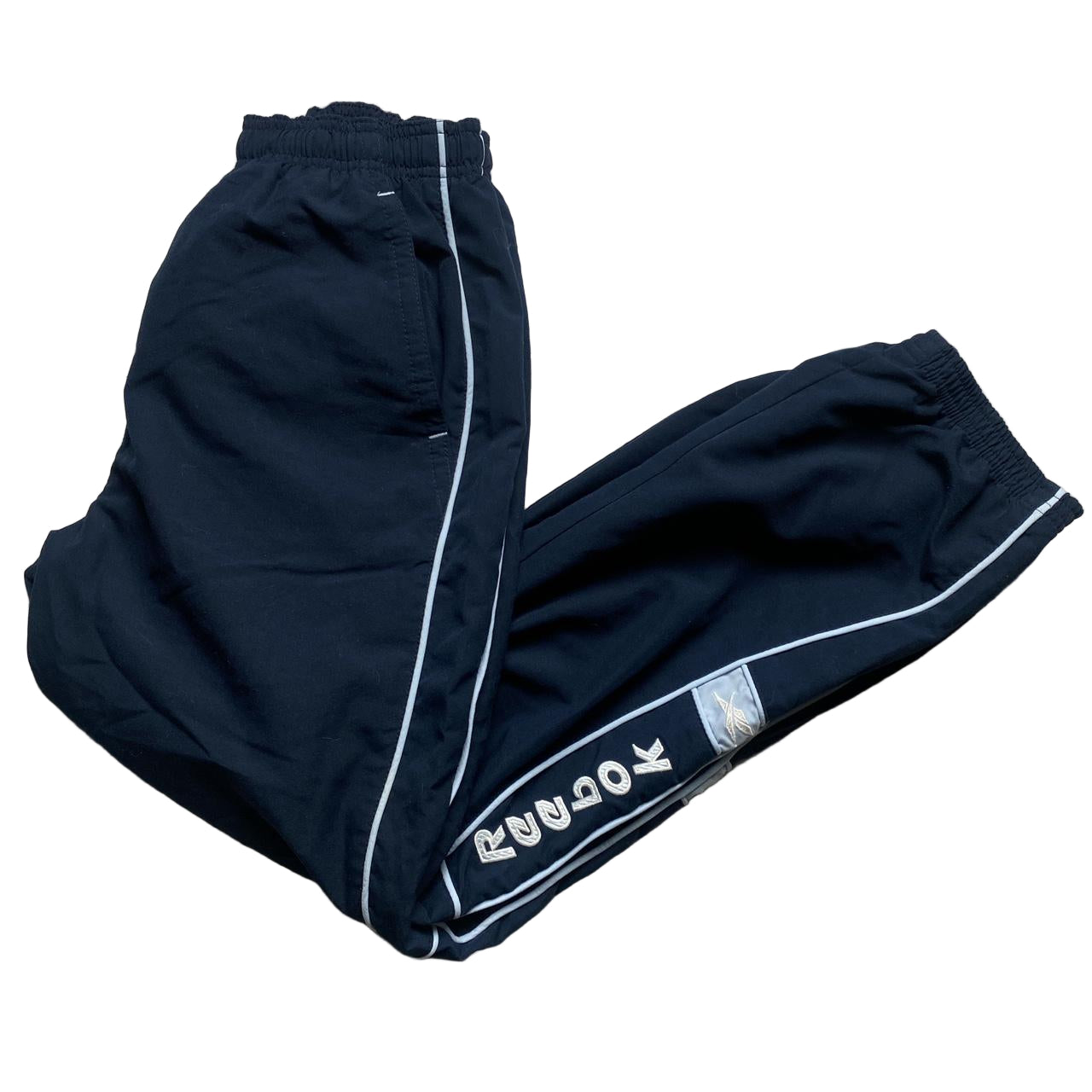 Reebok Navy Baby Blue and White Shell Trackpant Bottoms (S)
