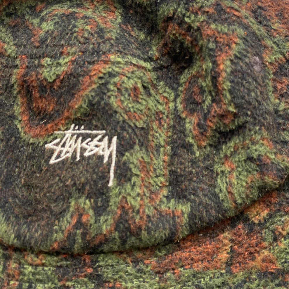 Stussy Fleece Camouflage Green and Brown Bucket Hat