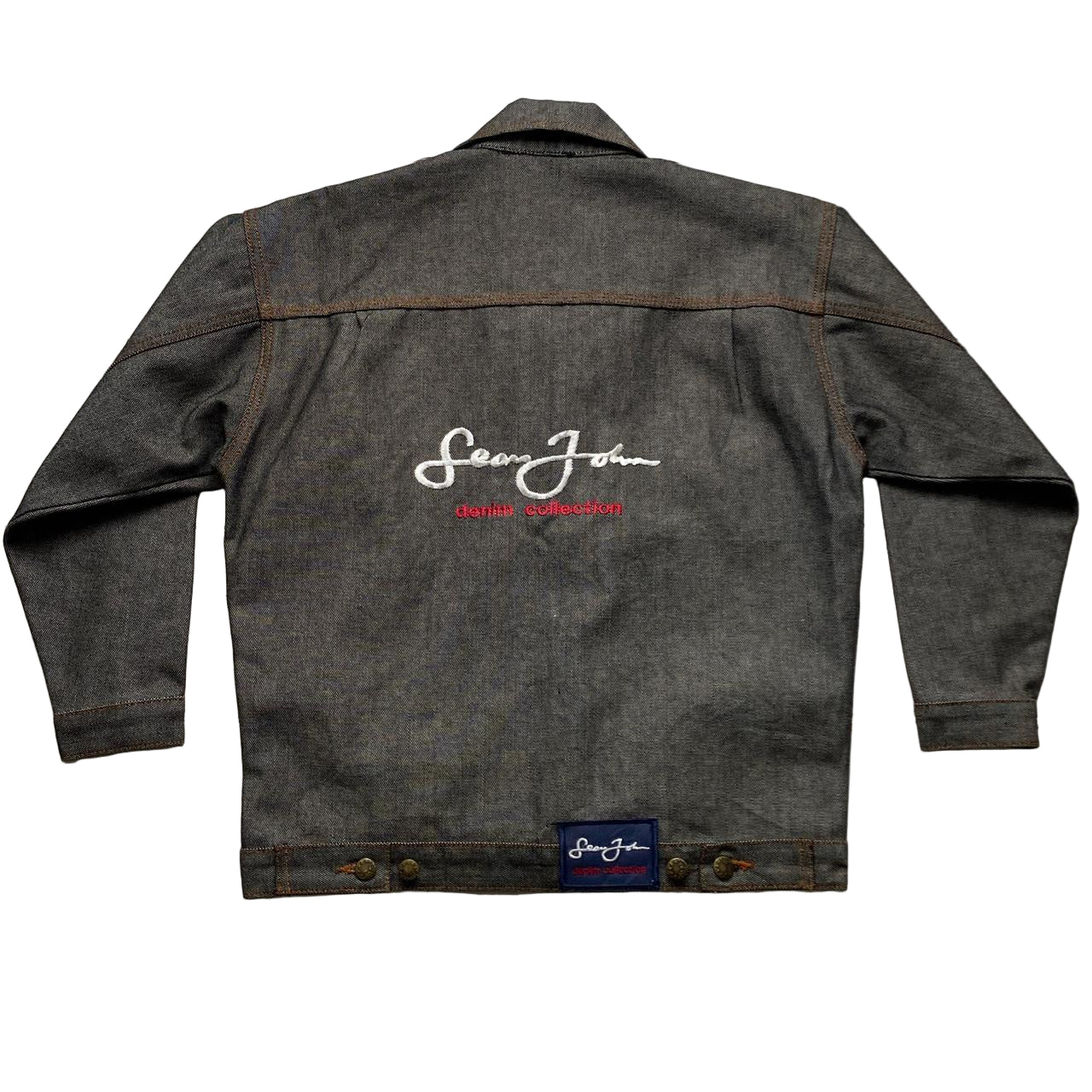 Sean John Vintage 90โs Grey Denim Jacket with Embroidery (M)